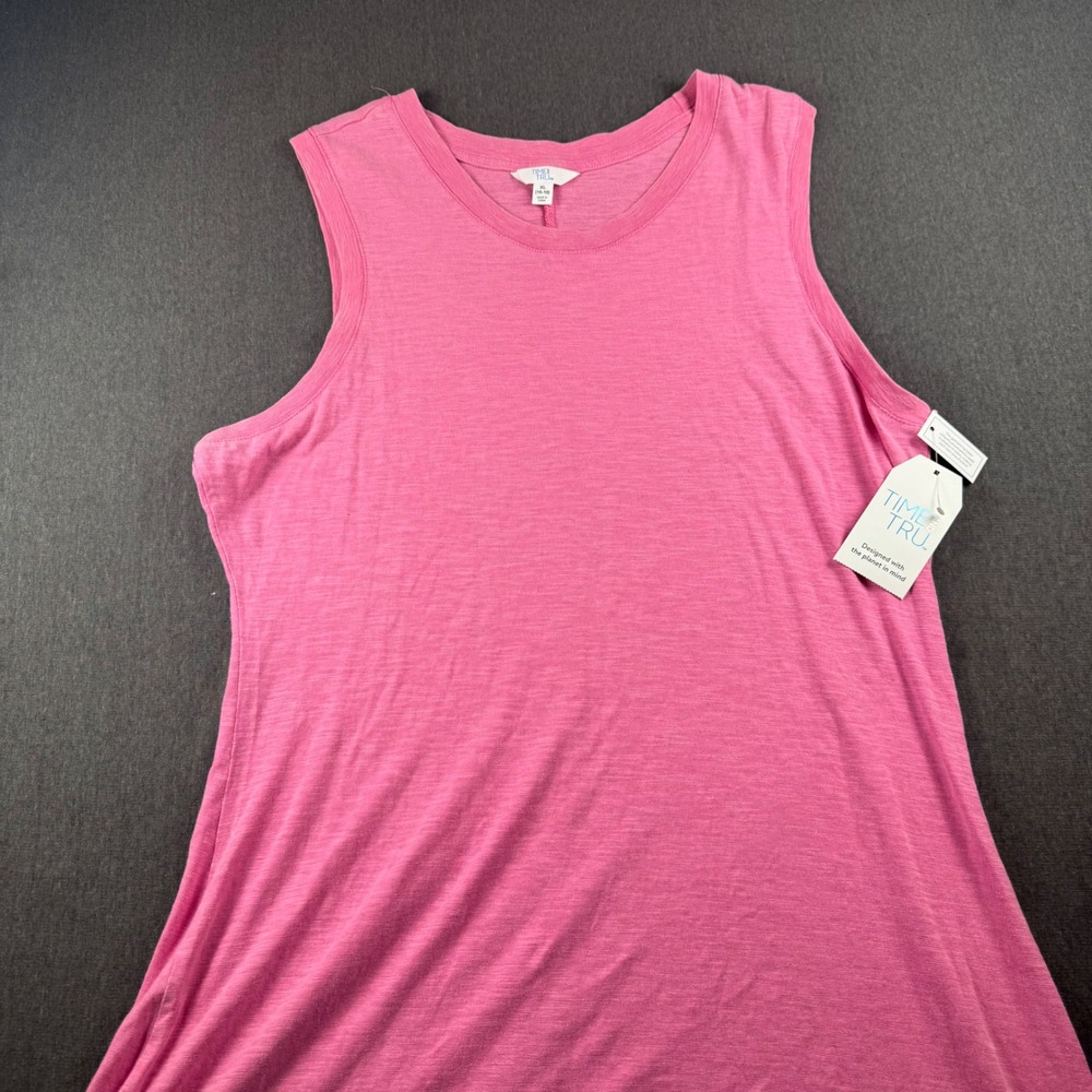 Time and Tru Womens Pink Cotton Slub Sleeveless Maxi Dress XL 16-18